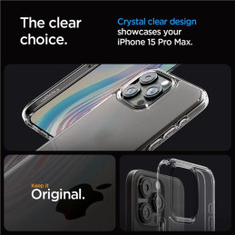 Spigen Ultra Hybrid dėklas, skirtas iPhone 15 Pro Max - skaidrus ir matinis