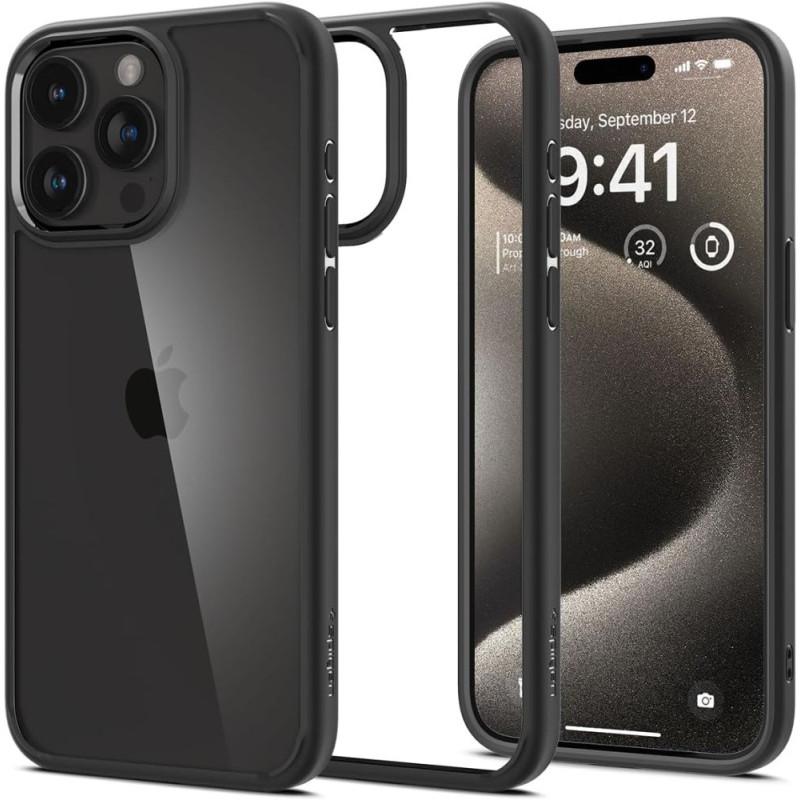 Spigen Ultra Hybrid dėklas iPhone 15 Pro - matinės juodos spalvos