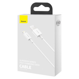 „Baseus Superior“ USB laidas – „Lightning 2,4A“, 1,5 m baltas (CALYS-B02)