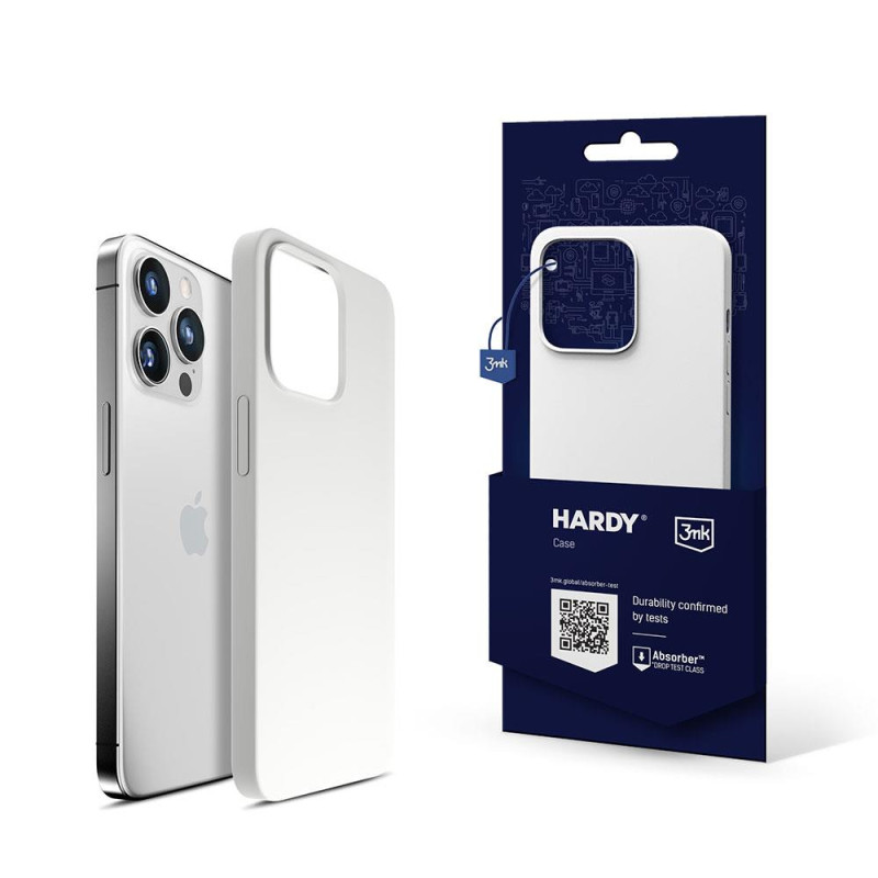 3mk Hardy Silicone MagCase dėklas iPhone 15 Pro - baltas ir sidabrinis