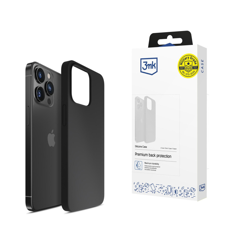 3mk silikoninis dėklas iPhone 15 Pro - juodas