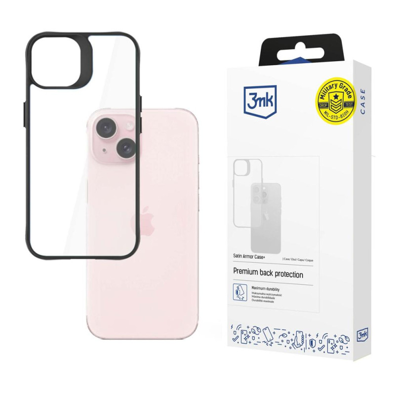3mk Satin Armor Case+ dėklas, skirtas iPhone 15 Plus - skaidrus