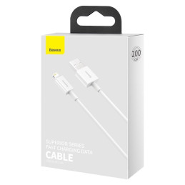 „Baseus Superior“ kabelis USB – „Lightning 2,4A“ 2 m baltas (CALYS-C02)