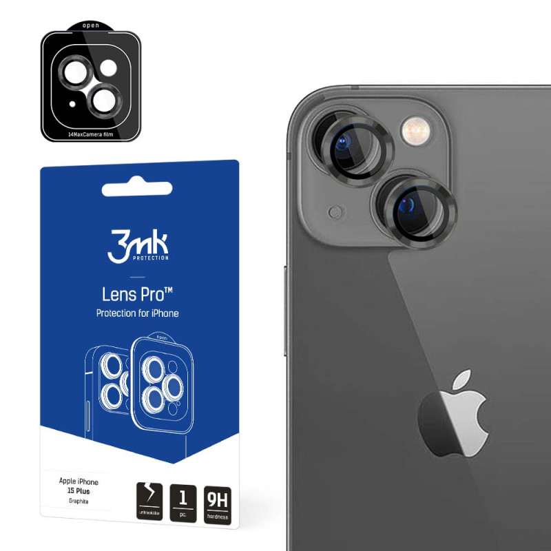3mk Lens Protection Pro kameros dangtelis skirtas iPhone 15 Plus – grafitas