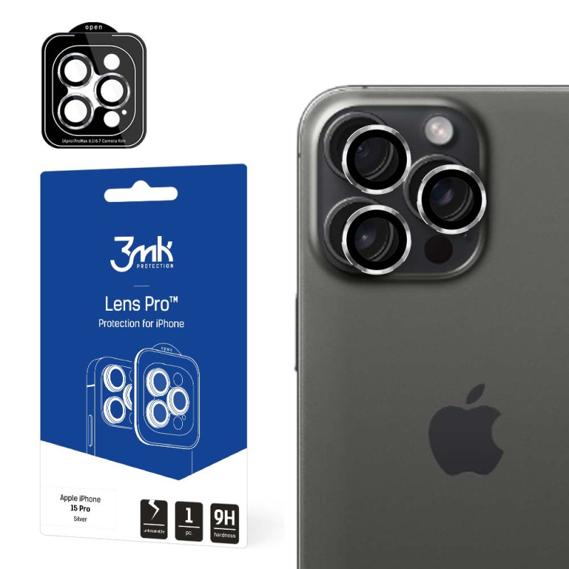 3mk Lens Protection Pro fotoaparato dangtelis iPhone 15 Pro - sidabrinis