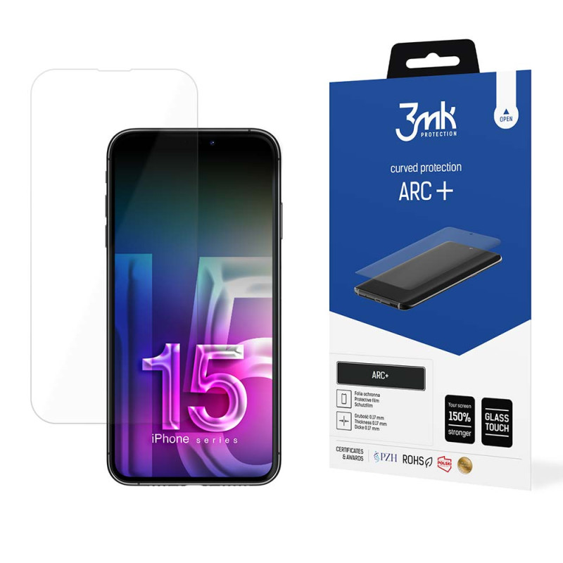 3mk ARC+ folija, skirta iPhone 15