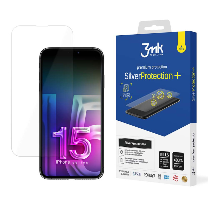 3mk SilverProtection+ apsauginė folija skirta iPhone 15