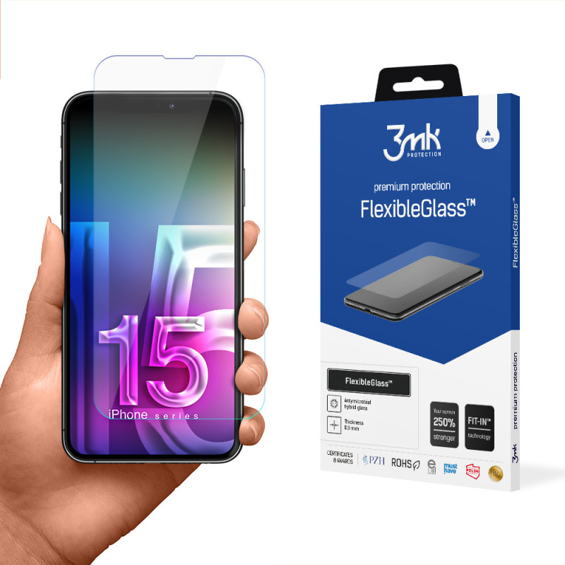 3mk FlexibleGlass™ hibridinis stiklas, skirtas iPhone 15 Pro