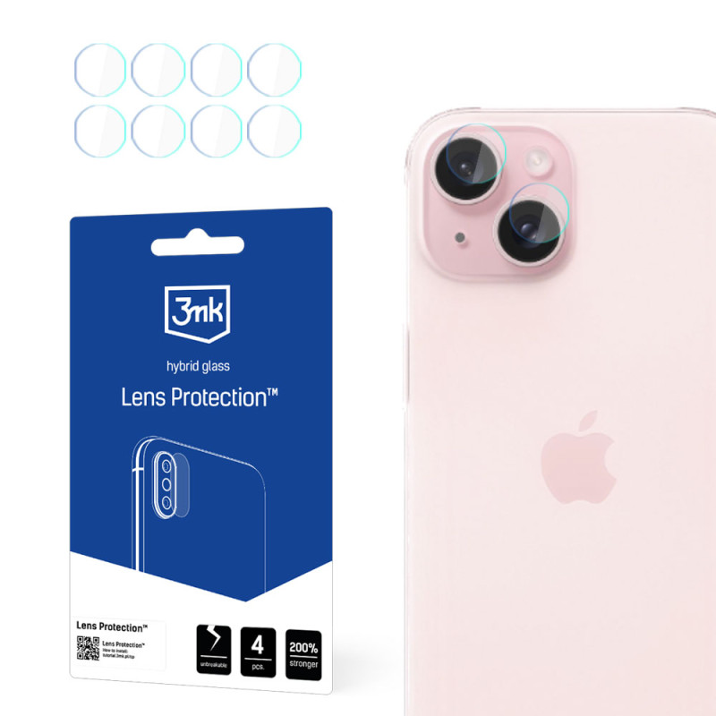 3mk Lens Protection™ hibridinis fotoaparato stiklas, skirtas iPhone 15 Plus