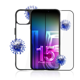 3mk Comfort Set 4 in 1, skirtas iPhone 15 – dėklas, 2x stiklas, aplikacijos rėmelis