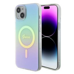 Guess IML Iridescent MagSafe dėklas iPhone 15 Plus - turkis