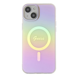 Guess IML Iridescent MagSafe dėklas iPhone 15 - rožinis
