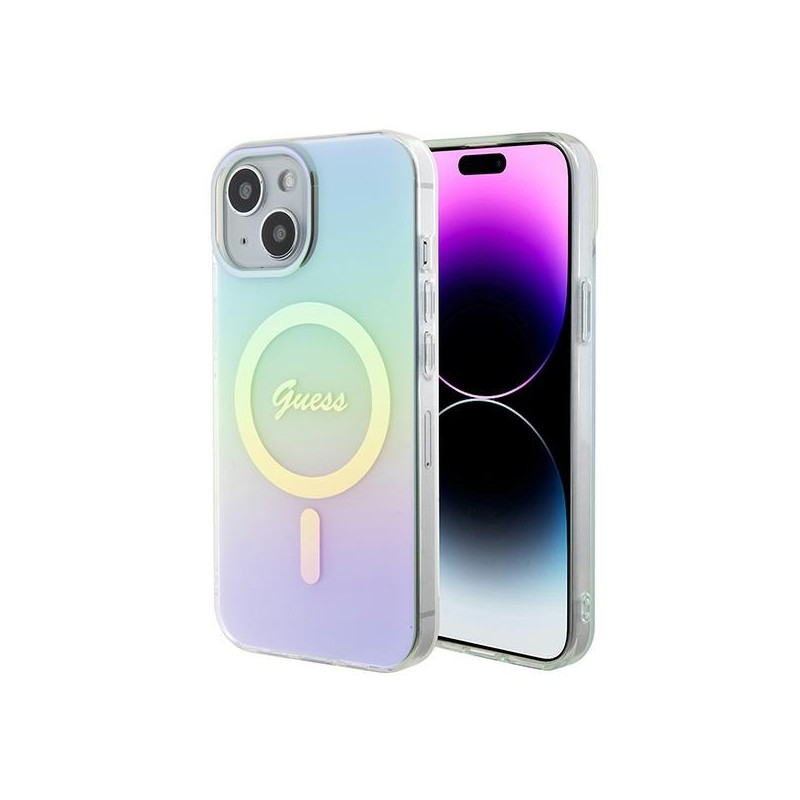 Guess IML Iridescent MagSafe dėklas iPhone 15 - turkis