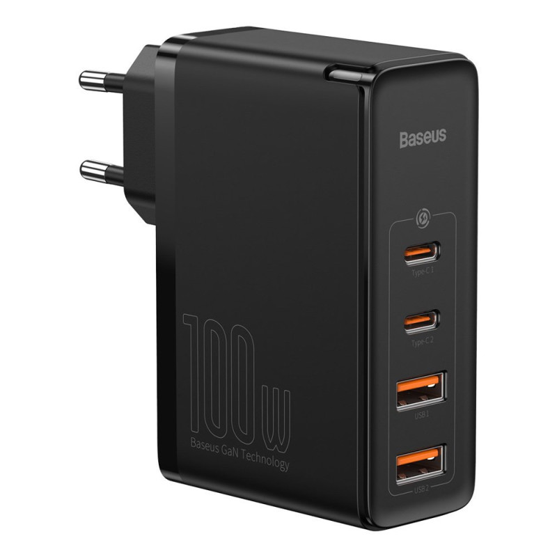Baseus GaN2 Pro greitas sieninis įkroviklis 100 W USB / USB Type C Quick Charge 4+ Power Delivery juodas (CCGAN2P-L01)