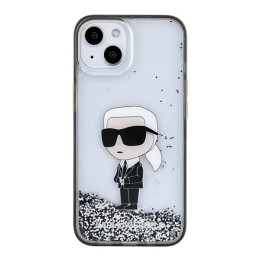 Karl Lagerfeld Liquid Glitter Ikonik dėklas iPhone 15 - skaidrus