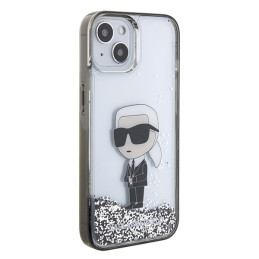 Karl Lagerfeld Liquid Glitter Ikonik dėklas iPhone 15 - skaidrus