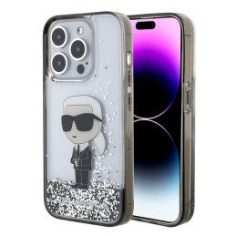 Karl Lagerfeld Liquid Glitter Ikonik dėklas iPhone 15 Pro Max - skaidrus