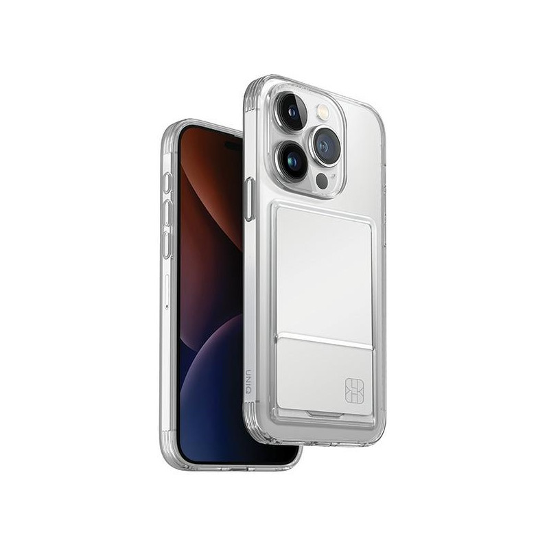 UNIQ Air Fender ID kortelių lizdo dėklas iPhone 15 Pro - skaidrus