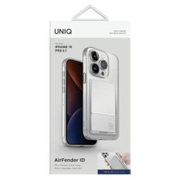 UNIQ Air Fender ID kortelių lizdo dėklas iPhone 15 Pro - skaidrus