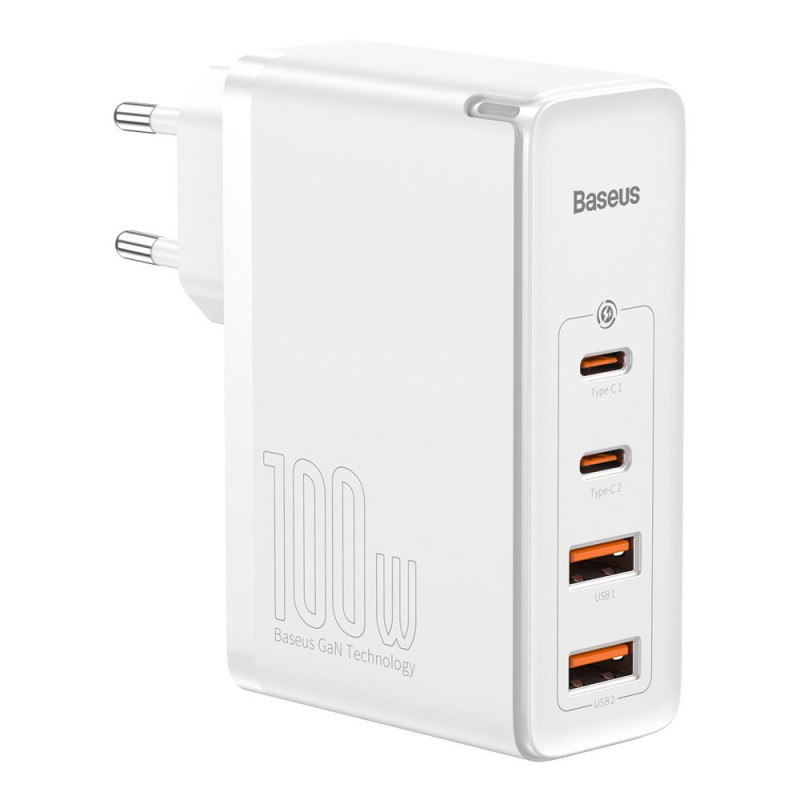Baseus GaN2 Pro greitas sieninis įkroviklis 100 W USB / USB Type C Quick Charge 4+ Power Delivery baltas (CCGAN2P-L02)