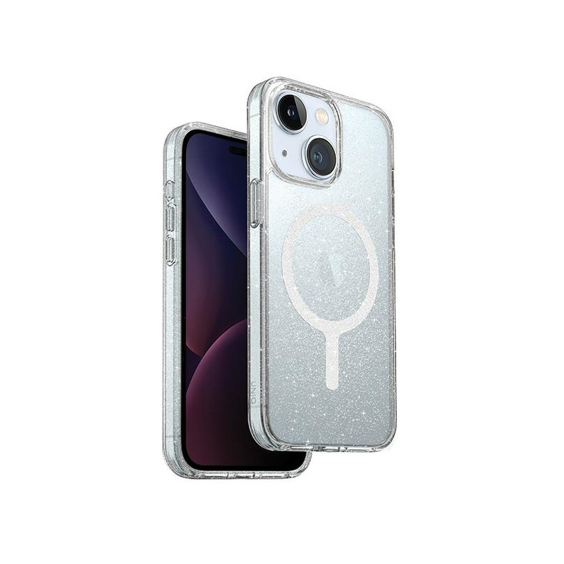 UNIQ LifePro Xtreme Magclick įkrovimo dėklas iPhone 15 - skaidrus ir sidabrinis