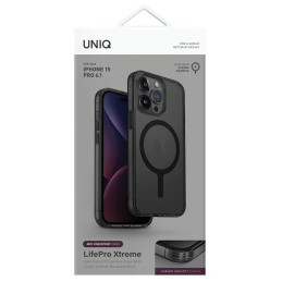 UNIQ LifePro Xtreme Magclick įkrovimo dėklas iPhone 15 Pro - juodas