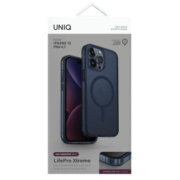 UNIQ LifePro Xtreme Magclick įkrovimo dėklas, skirtas iPhone 15 Pro Max - tamsiai mėlynas
