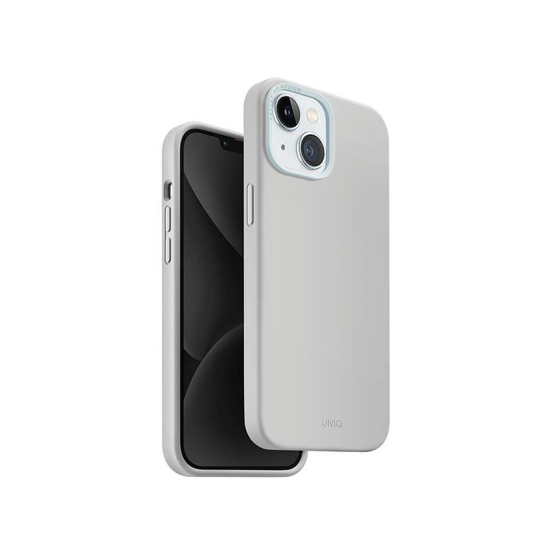 UNIQ Lino Hue Magclick įkrovimo dėklas iPhone 15 - šviesiai pilkas