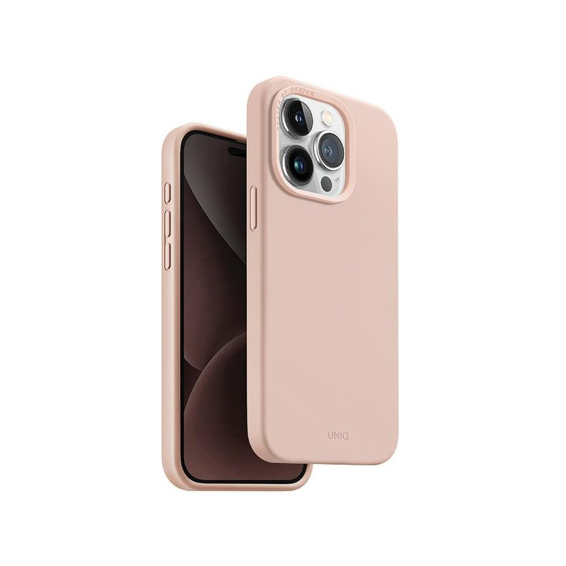 UNIQ Lino Hue Magclick įkrovimo dėklas, skirtas iPhone 15 Pro - rožinis