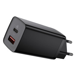 Baseus GaN2 Lite greitas sieninis įkroviklis 65 W USB / USB Type C Quick Charge 3.0 Power Delivery (galio nitridas) juod...
