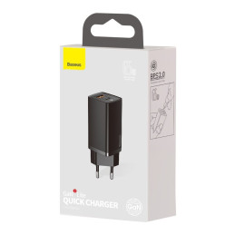 Baseus GaN2 Lite greitas sieninis įkroviklis 65 W USB / USB Type C Quick Charge 3.0 Power Delivery (galio nitridas) juod...