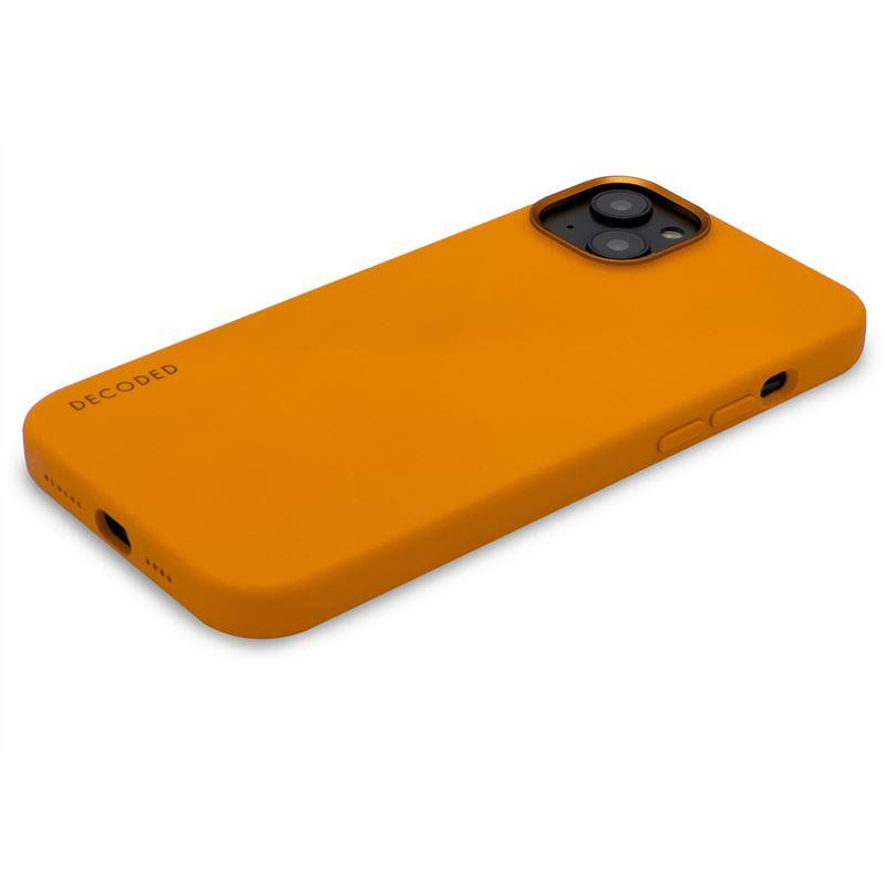 Dekoduotas silikoninis dėklas su MagSafe, skirtas iPhone 14 Plus - oranžinis