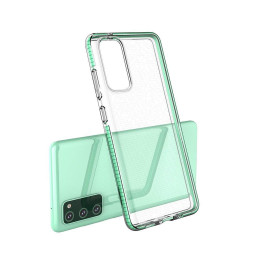 Spring Case Cover Gel Dėklas su spalvingu rėmeliu, skirtas Samsung Galaxy A72 4G šviesiai rožinei
