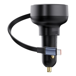 Baseus Enjoyment Pro USB-C (moteriškas) / USB-C (vyriškas) 60 W automobilinis įkroviklis – juodas