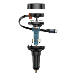 Baseus Enjoyment Pro USB-C (moteriškas) / USB-C (vyriškas) 60 W automobilinis įkroviklis – juodas
