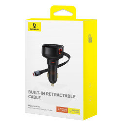 Baseus Enjoyment Pro USB-C (moteriškas) / USB-C (vyriškas) 60 W automobilinis įkroviklis – juodas