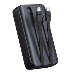 Joyroom JR-PBC06 mini maitinimo blokas su įmontuotais USB-C / Lightning laidais 30W 10000mAh - juodas