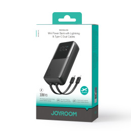 Joyroom JR-PBC06 mini maitinimo blokas su įmontuotais USB-C / Lightning laidais 30W 10000mAh - juodas