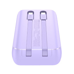 Joyroom JR-PBC06 mini maitinimo blokas su įmontuotais USB-C / Lightning laidais 30W 10000mAh - violetinė