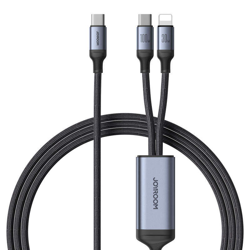 Joyroom Speedy Series S-A21 2in1 USB-C – USB-C / Lightning kabelis 100W 1,5m – juodas