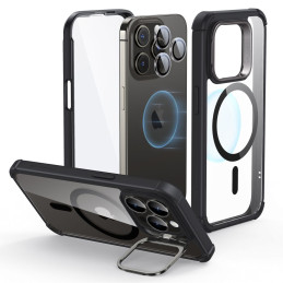 ESR Armor Tough Kickstand Halolock dėklas su MagSafe, skirtas iPhone 15 Pro – skaidrus ir juodas