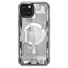 „Spigen Ultra Hybrid Mag“ dėklas su „MagSafe“, skirtas „iPhone 15 Plus“ – baltas (nulio vieno raštas)