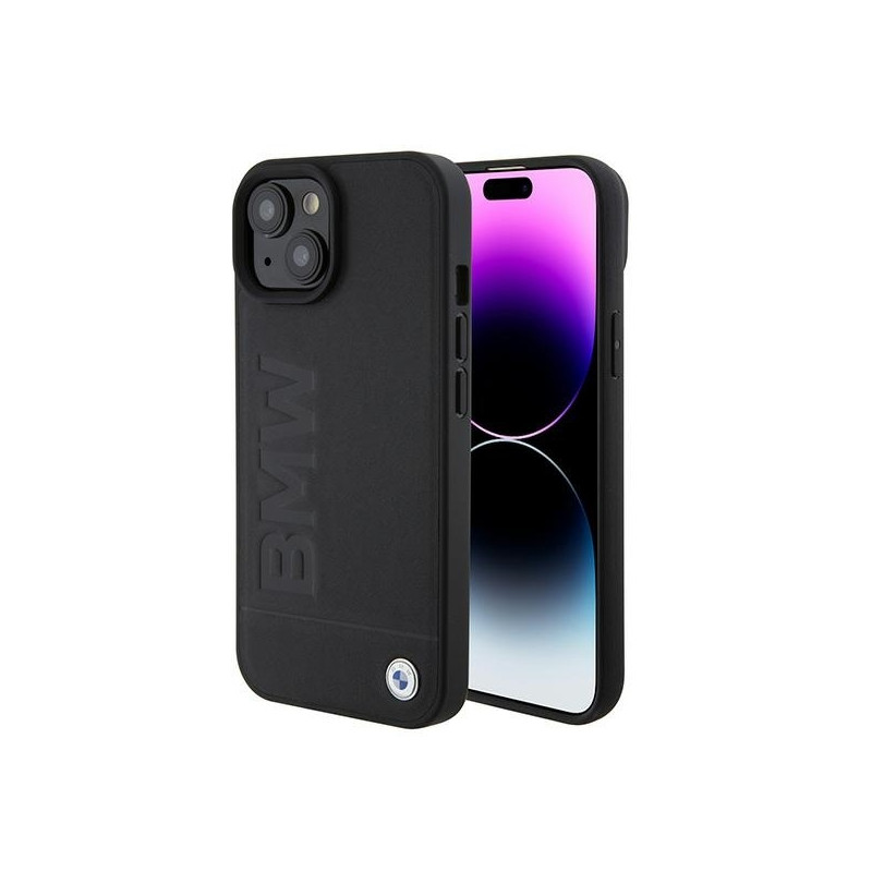BMW Signature Logo Imprint MagSafe dėklas iPhone 15 - juodas