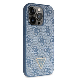 Guess Crossbody 4G metalinis logotipo dėklas, skirtas iPhone 14 Pro Max - mėlynas