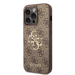 Guess 4G Big Metal Logo dėklas, skirtas iPhone 15 Pro - rudas