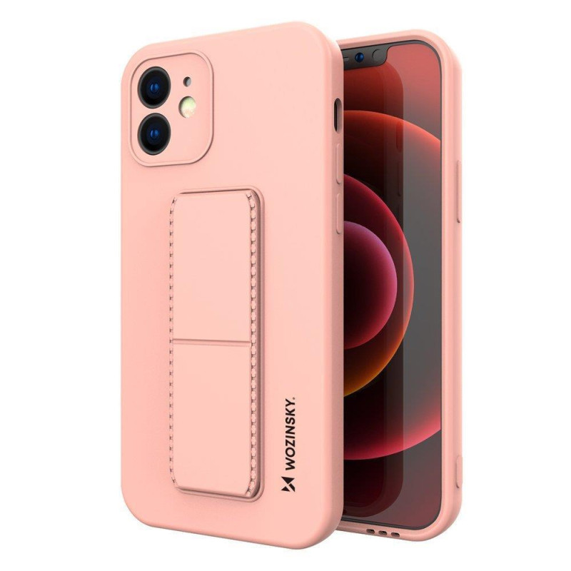 Wozinsky Kickstand Case silikoninis dėklas su stovu iPhone XS Max rožinės spalvos