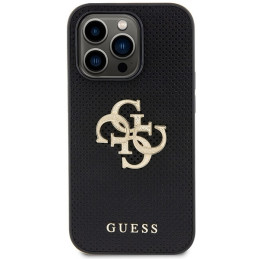 Guess Perforated 4G Glitter dėklas iPhone 15 Pro - juodas