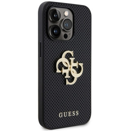Guess Perforated 4G Glitter dėklas iPhone 15 Pro - juodas