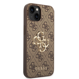 Guess 4G Big Metal Logo dėklas, skirtas iPhone 15 Plus - rudas