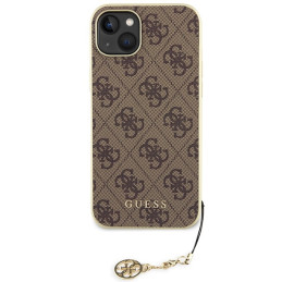 Guess 4G Charms Collection dėklas, skirtas iPhone 15 Plus - rudas
